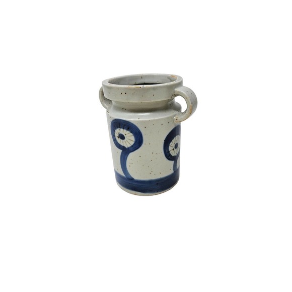 Vintage Mid Century Ceramic Earthenware Double Handle Small Vase Flower Boho - Picture 4 of 5